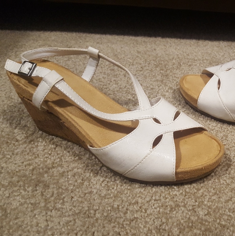 White wedge sandals